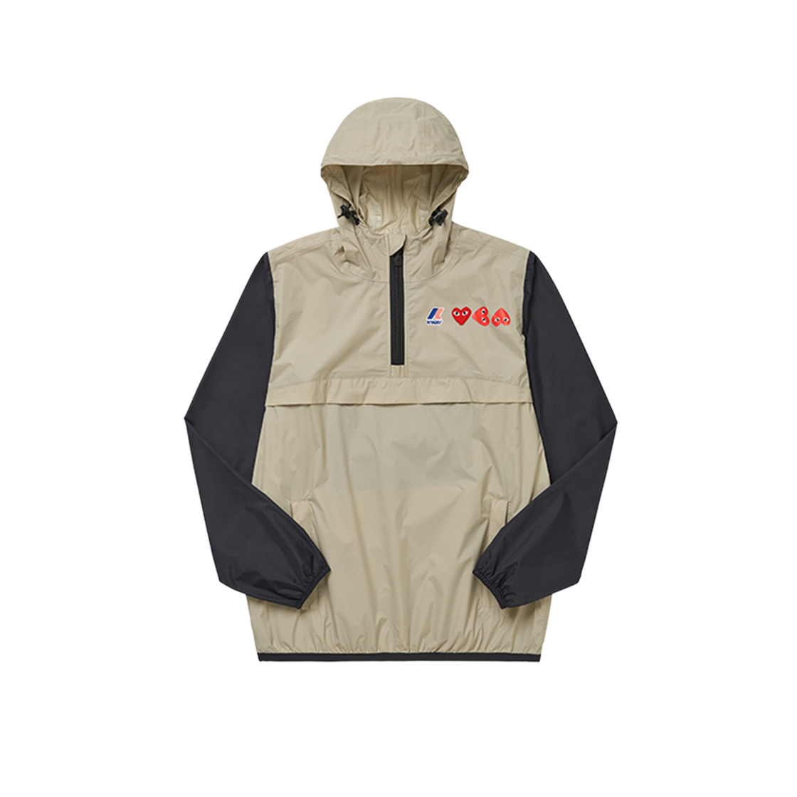 AZ-J506-051 3 [25% 쿠폰] Play Comme des Garcons x K-Way Half Zip Jacket Beige Black