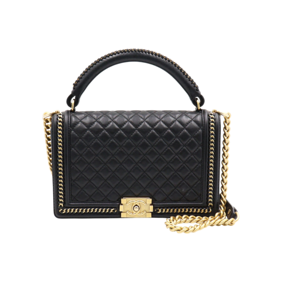 ITCH5CSHWF2Q Chanel Black Lambskin Boy Chanel Large Around Chain