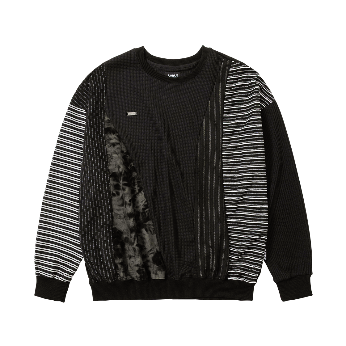 아조바이아조 믹스드 패브릭 패널 스웻셔츠 블랙(AJOBYAJO Mixed Fabric Panel Sweatshirt Black)