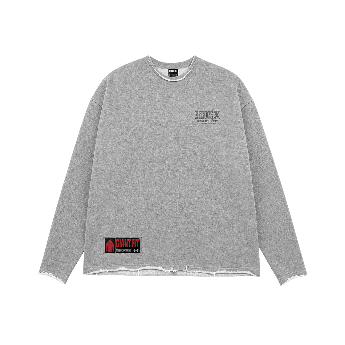 에이치덱스 코어 자이언트핏 컷 오프 스웨트 셔츠 멜란지그레이(HDEX Core Giant Fit Cut-Off Sweatshirt Melange Gray)