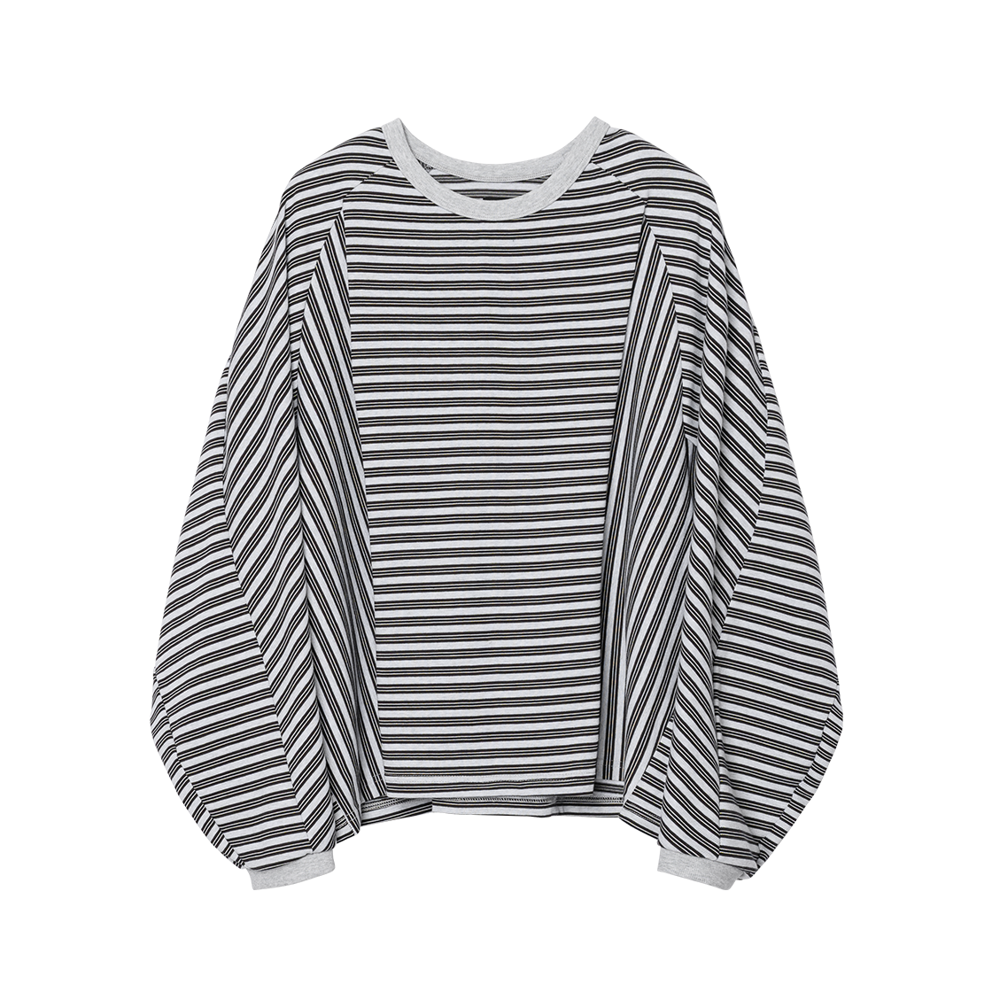 아조바이아조 스컬프티드 래글런 스트라이프 롱 라이트 그레이(AJOBYAJO Sculpted Raglan Stripe Long Sleeve LIGHT GRAY)