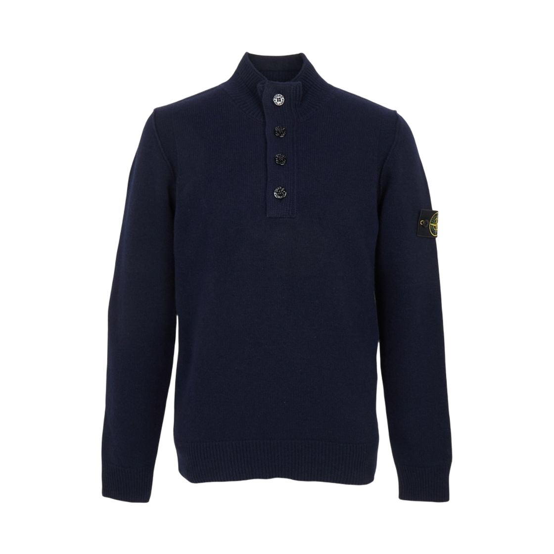 L2S1551000-40S00A3-V0020 Stone Island 5100040 Lambswool Regular Fit Half Zip Jumper with Button Placket Navy Blue - 26FW