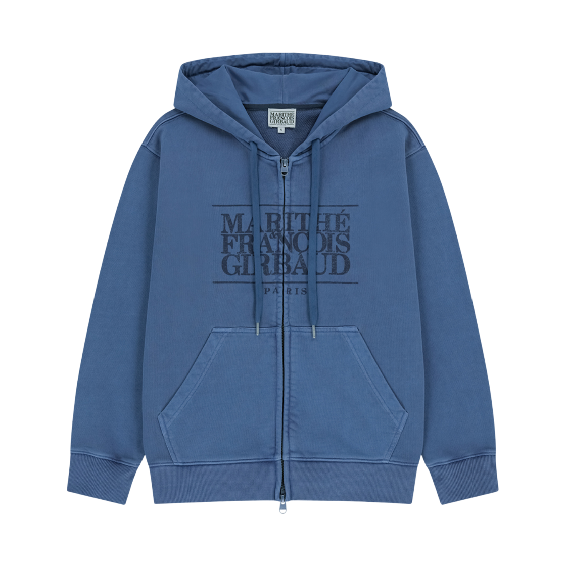 MFG46SHZ211-BLU Marithe Francois Girbaud Classic Logo Dyeing Hoodie Zip Up Blue