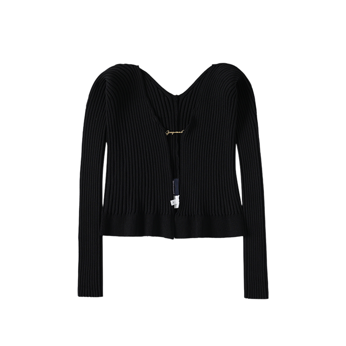 223KN500-2190 990 [25% 쿠폰] (W) Jacquemus La Maille Pralu Longue Seamless Charm Logo Cardigan Black