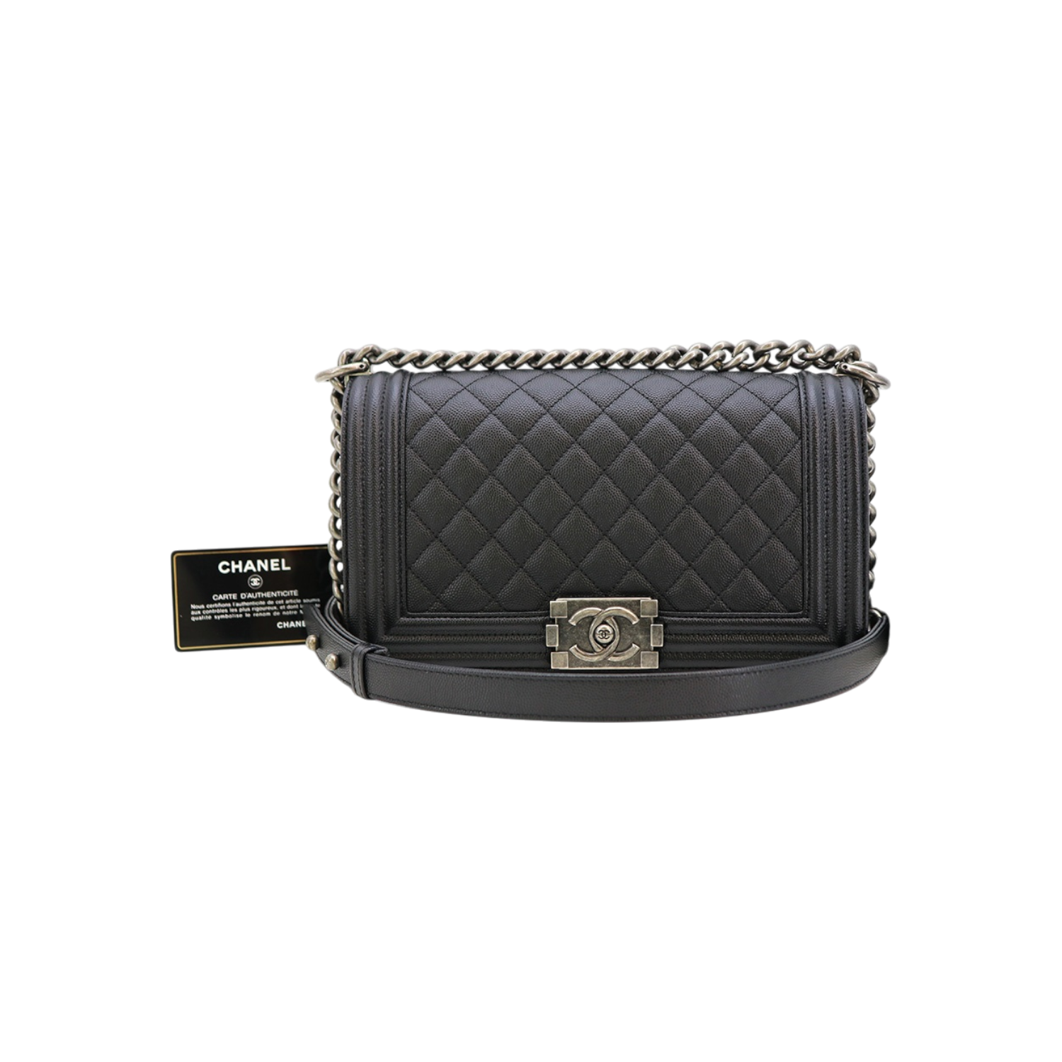 ITV8TLCFTC8L Chanel Boy Bag in Caviar