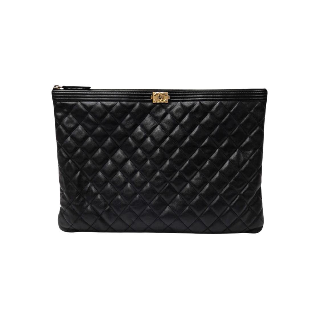 ITQ6A2P7RQ7R Chanel Boy Chanel Large Clutch Black