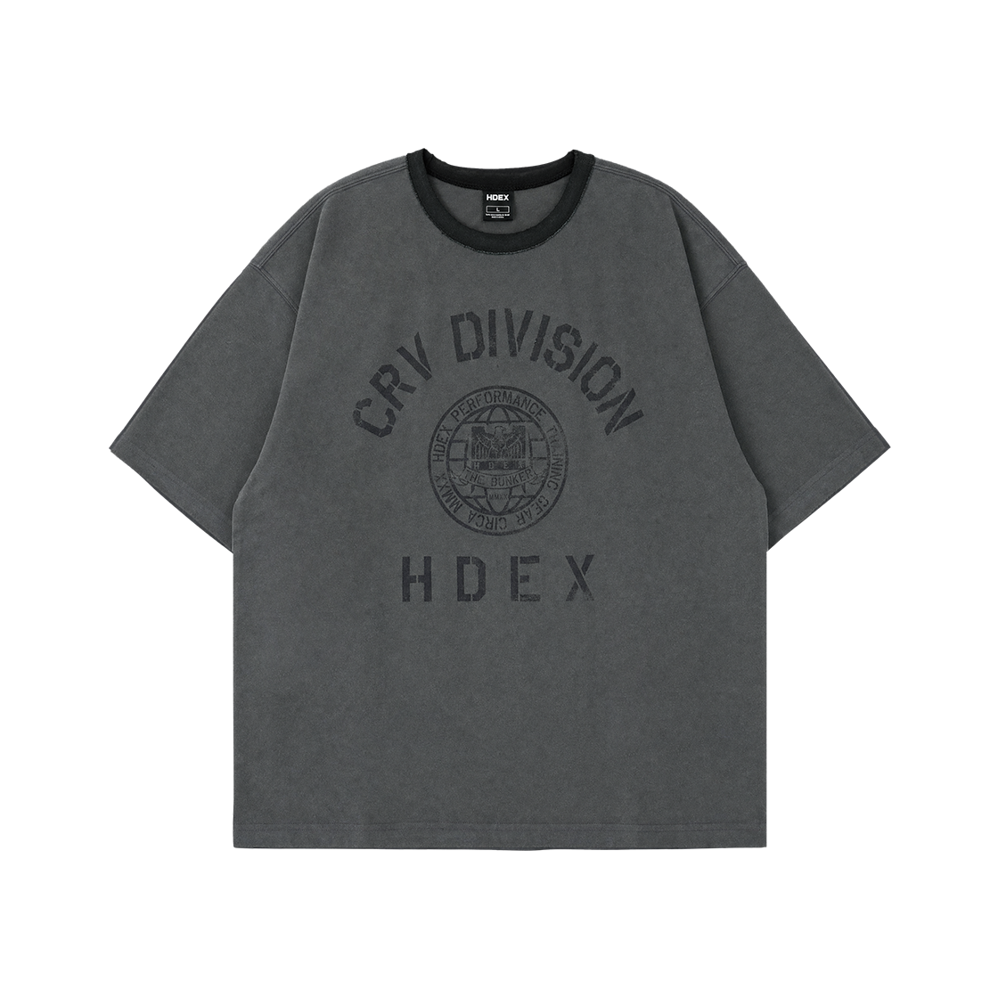 에이치덱스 디비전 더티 워시드 숏 슬리브 차콜(HDEX Division Dirty Washed Short Sleeve Charcoal) - 1