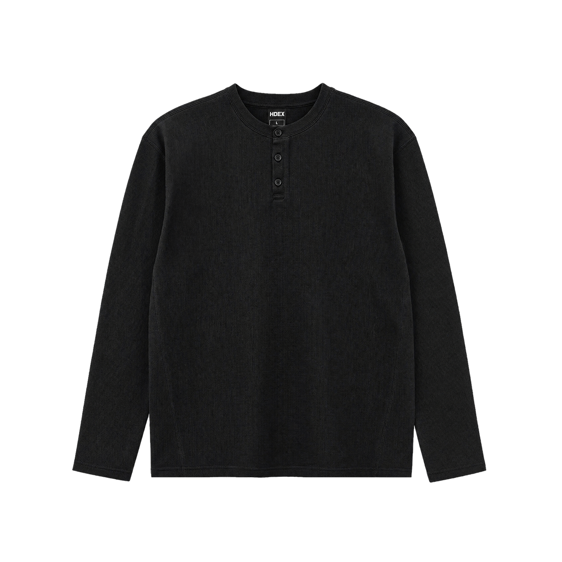 에이치덱스 올드 레거시 와플 헨리넥 롱 슬리브 블랙(HDEX Old Legacy Waffle Henley Neck Long Sleeve Black)