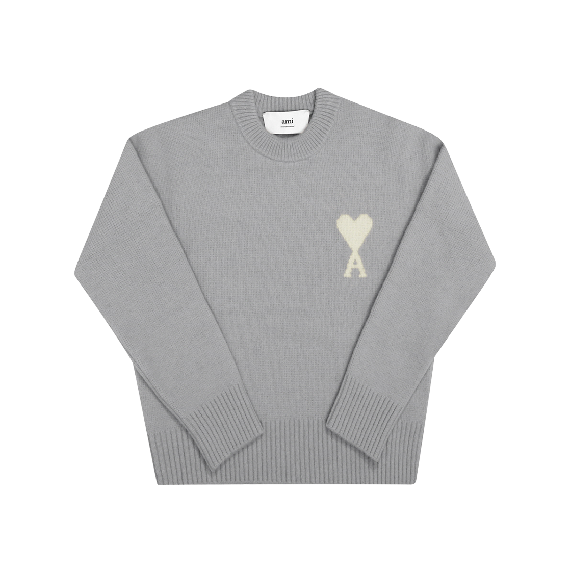 UKS836 KN0135 058 [25% 쿠폰] AMI de Coeur Alpaca Crewneck Sweater Grey Off White