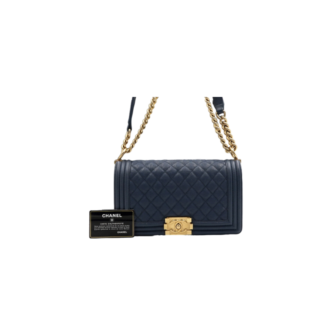 ITG6J59SAKF7 Chanel Boy Chanel Medium Flap Shoulder Bag Navy