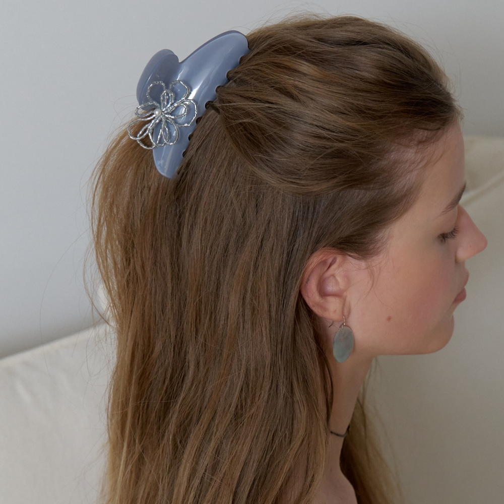 러브미몬스터 샤이닝 비즈 헤어 집게핀 더스티블루(lovememonster Shining Beads Hair Clip DUSTY BLUE) - 4