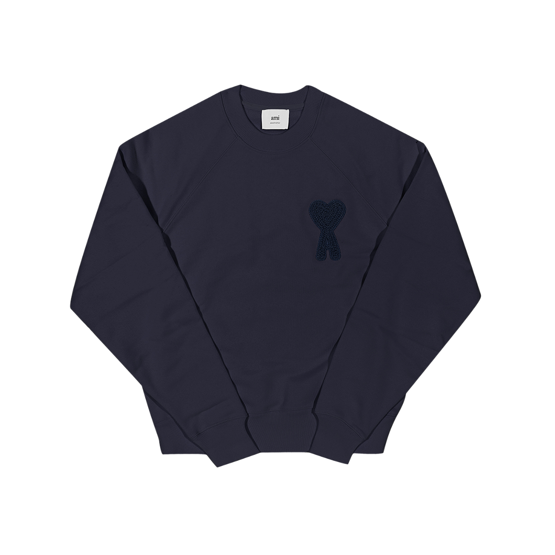 USW055 747 4011 [25% 쿠폰] AMI de Coeur Heavy Loopback Oragnic Cotton Fleece Patch Sweatshirt Navy Blue