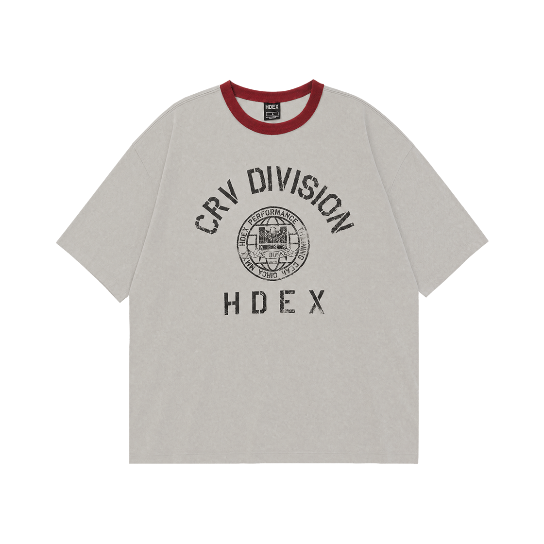 에이치덱스 디비전 더티 워시드 숏 슬리브 애쉬크림(HDEX Division Dirty Washed Short Sleeve Ash Cream)
