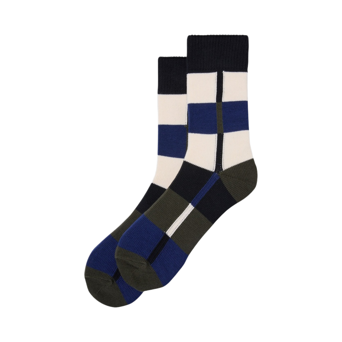 CALAX26514NYD Customellow Color-Block Socks Dark Navy