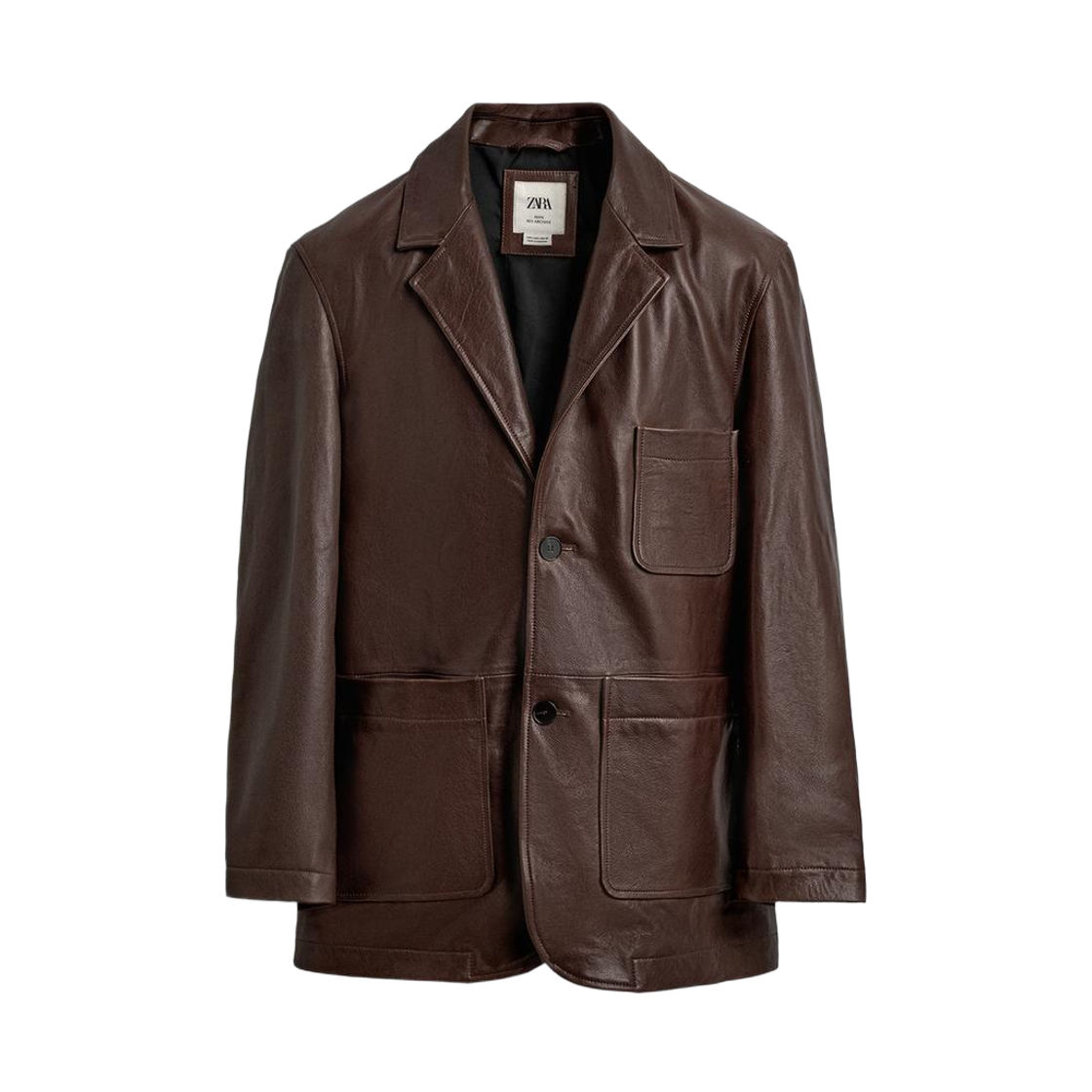 5479/409/778 Zara Relaxed Fit Leather Blazer Brandy