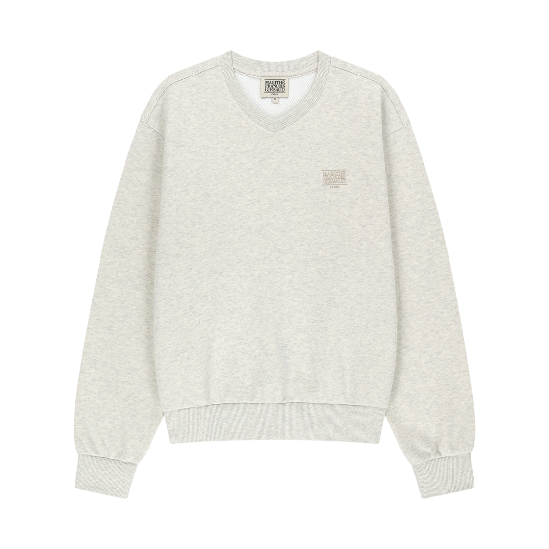 (W) 마리떼 프랑소와 저버 스몰 클래식 로고 브이넥 벌룬 스웨트셔츠 오트밀((W) Marithe Francois Girbaud Small Classic Logo V-Neck Balloon Sweatshirt Oatmeal)