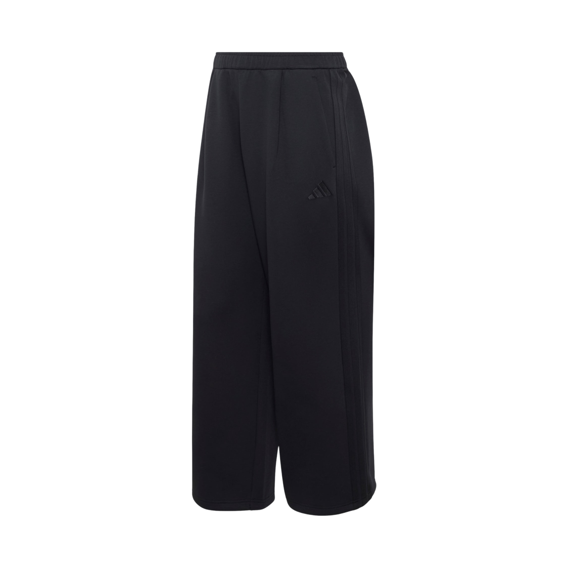 KV5886 Adidas Sportswear Essentials Plus Loose Fit 3-Stripes Contemporary Spacer Knit Full Length Open Hem Pants Black - KR Sizing