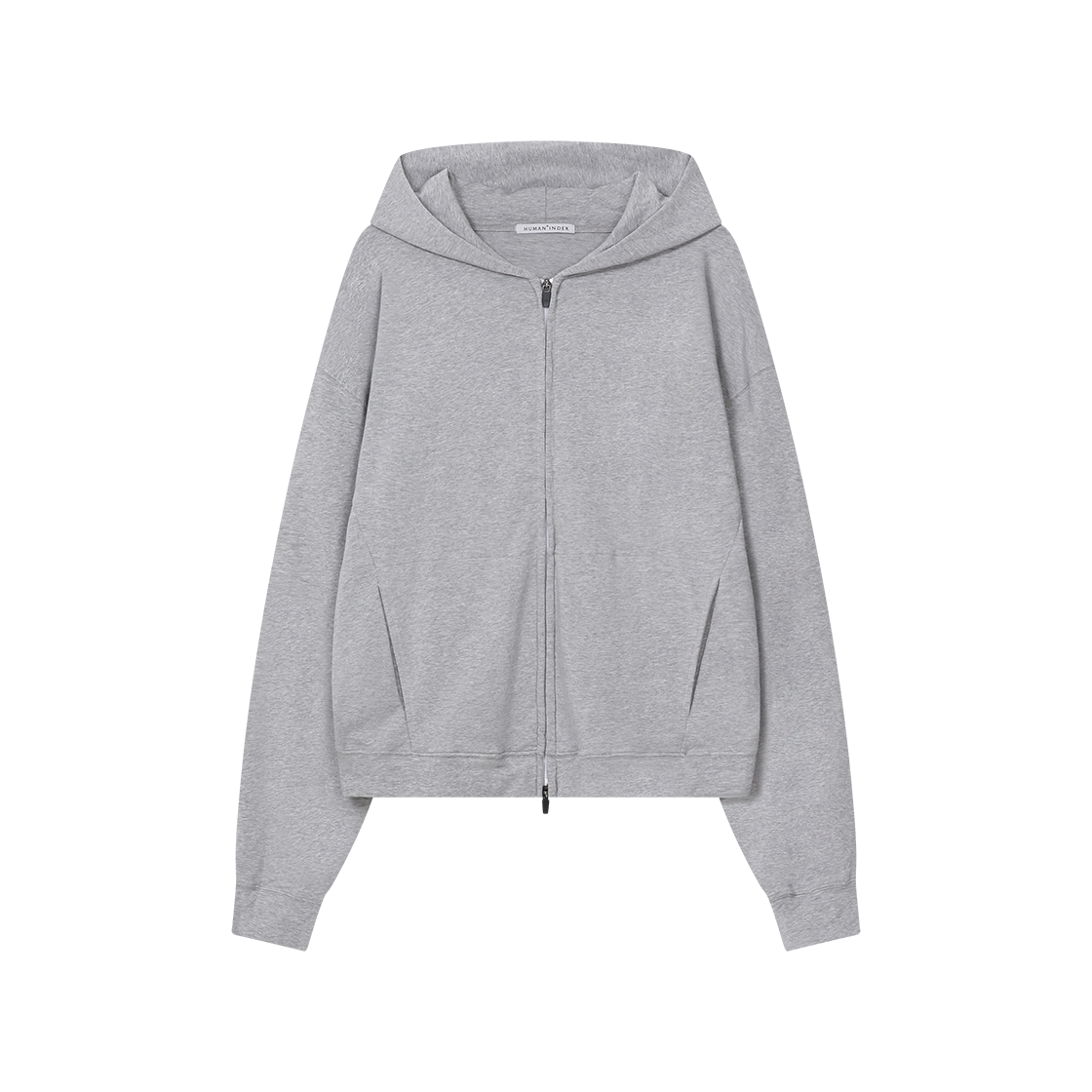 HM6LJU0081A5 Polyteru Human Index Basica Zip Hoodie Melange Gray