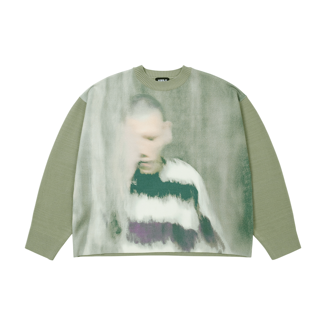 AJ264KN001MT AJOBYAJO Jack A Dull Boy Watercolor Sweater Mint