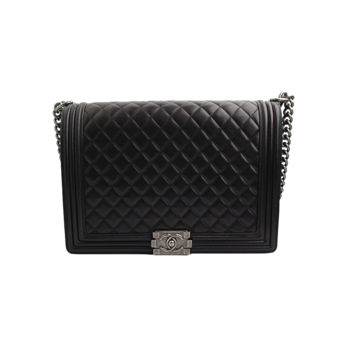 ITRH4I36AARC Chanel Boy Black Lambskin Vintage Shoulder Bag