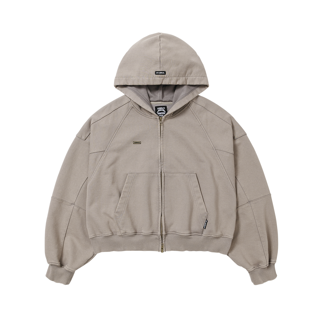 아조바이아조 크롭 워시드 집업 후디 더스트 베이지(AJOBYAJO Cropped Washed Zip-up Hoodie DUSTY Beige)