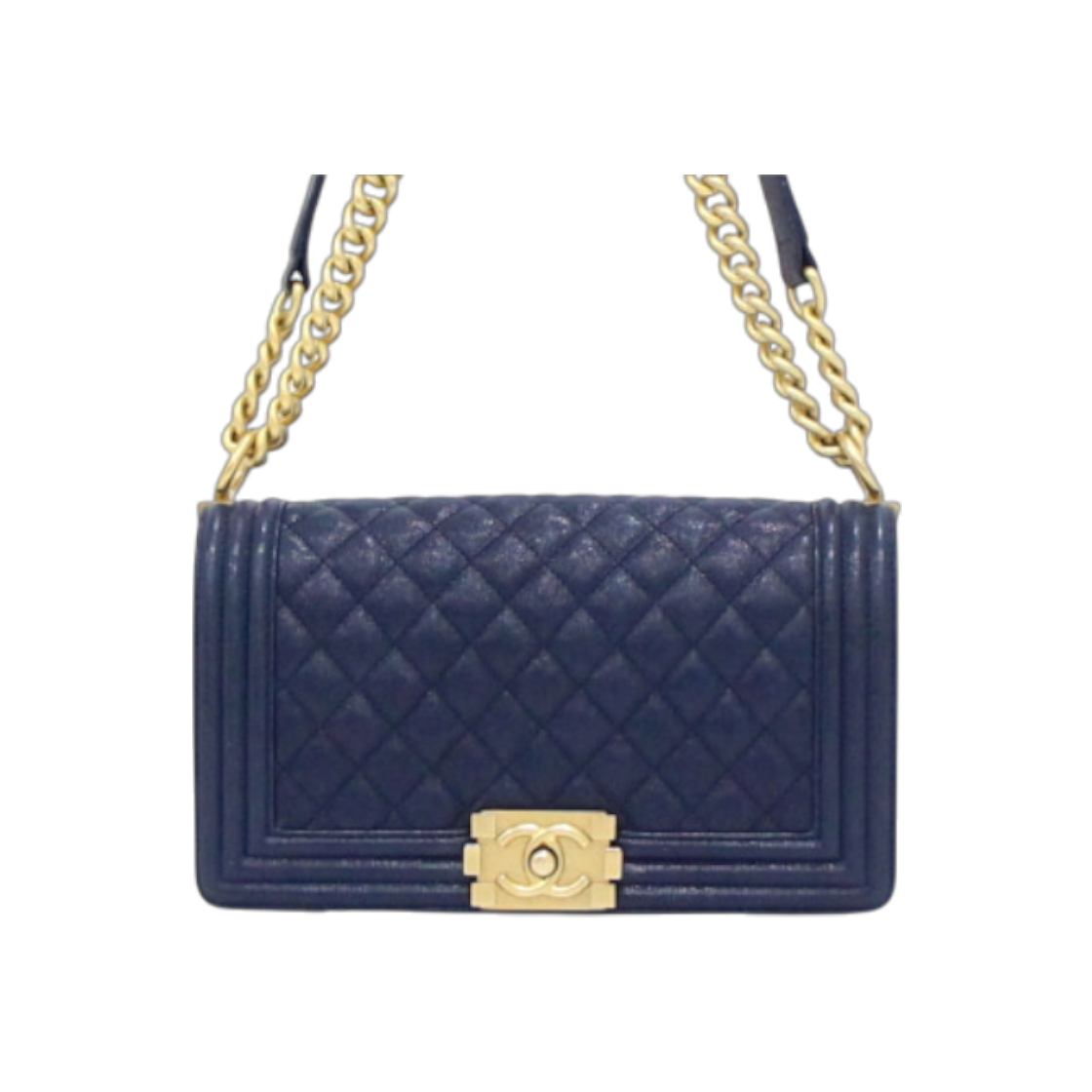 IT2NI6BHQFWQ Chanel Boy Chanel Medium Flap Shoulder Bag Navy
