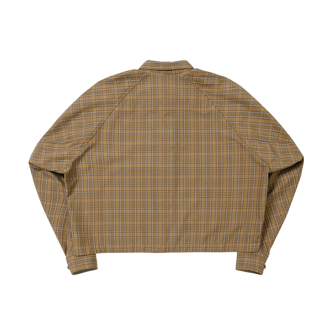 아조바이아조 크롭 스컬프티드 래글런 체크 셔츠 카멜(AJOBYAJO Cropped Sculpted Raglan Check Shirt Camel) - 2