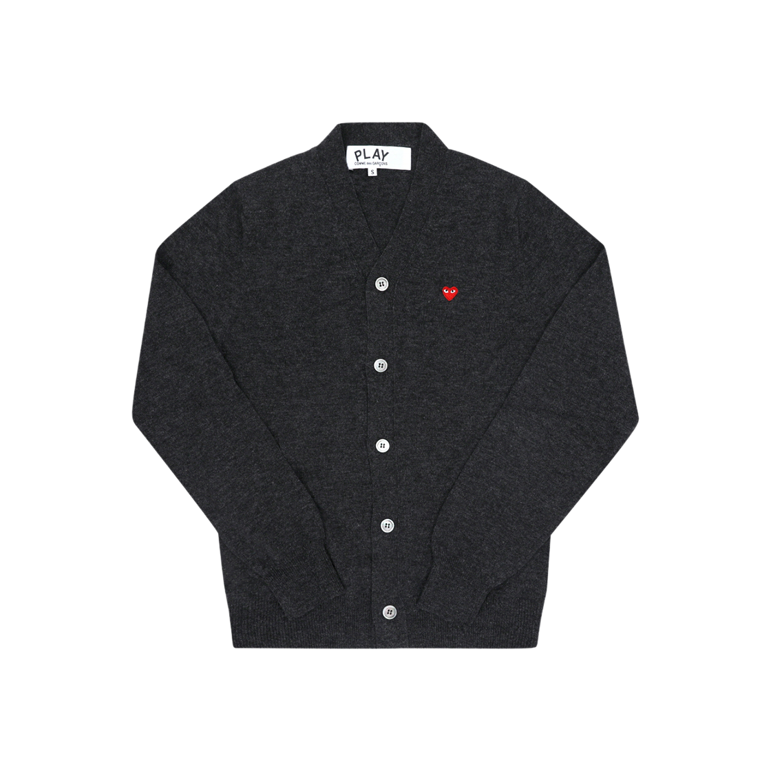 AX-N080-051 2 [25% 쿠폰] Play Comme des Garcons Red Heart Cardigan Charcoal Grey