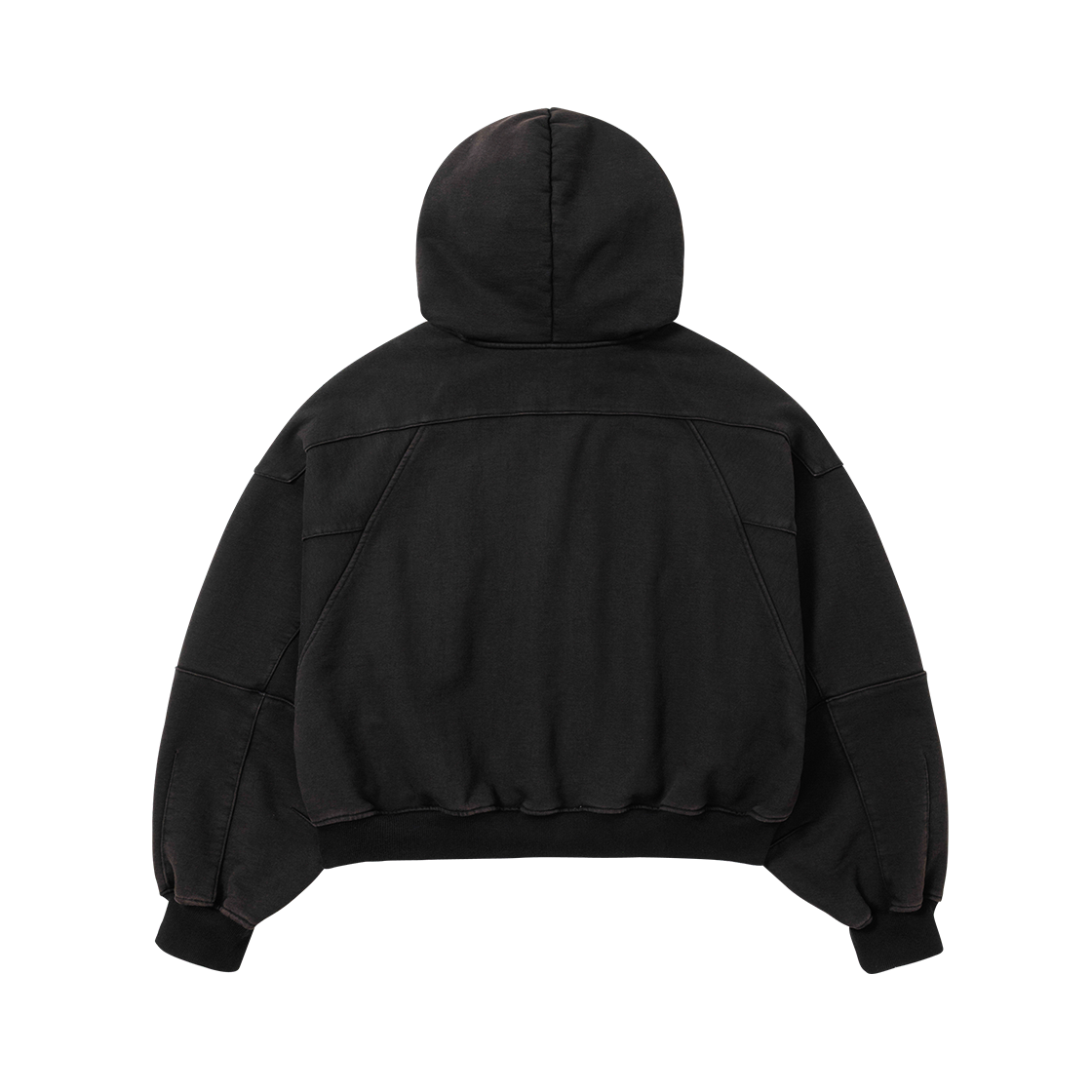 아조바이아조 크롭 워시드 집업 후디 블랙(AJOBYAJO Cropped Washed Zip-up Hoodie Black) - 2