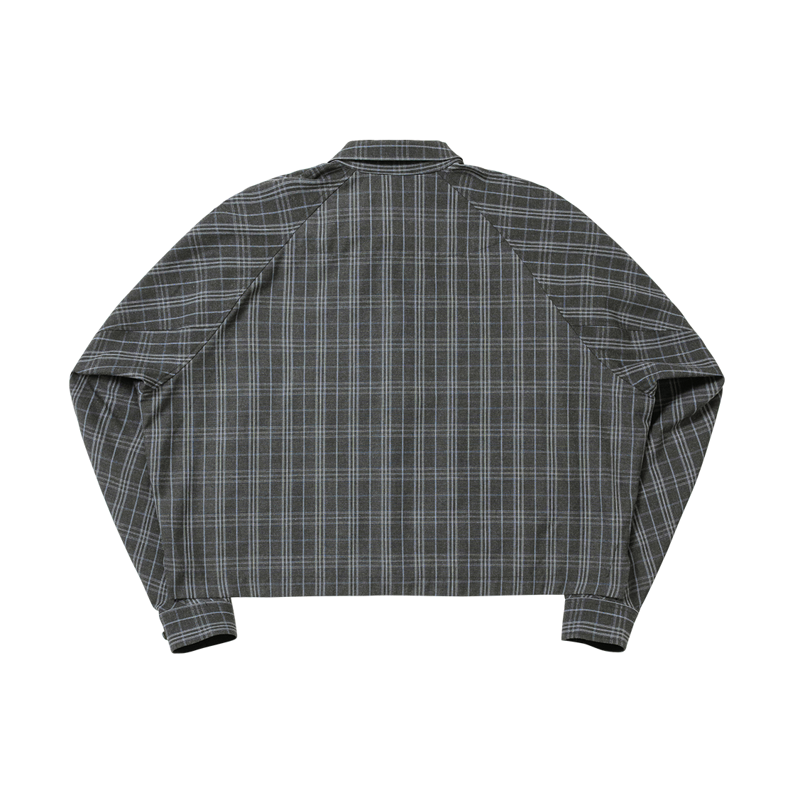 아조바이아조 크롭 스컬프티드 래글런 체크 셔츠 차콜(AJOBYAJO Cropped Sculpted Raglan Check Shirt Charcoal) - 2