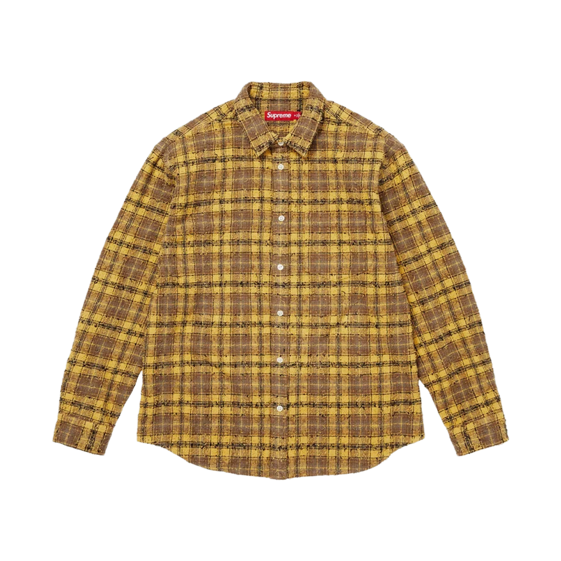- Supreme Frayed Textured Plaid Shirt Gold - 26FW
