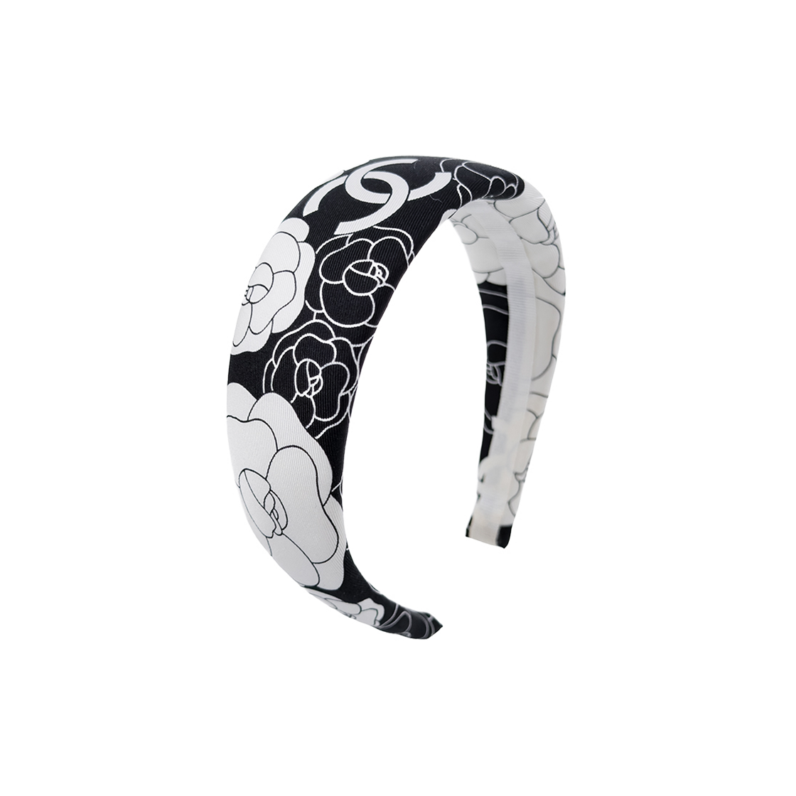 ITLA8OCDKLTL Chanel CC Logo Camellia Hairband Black & White
