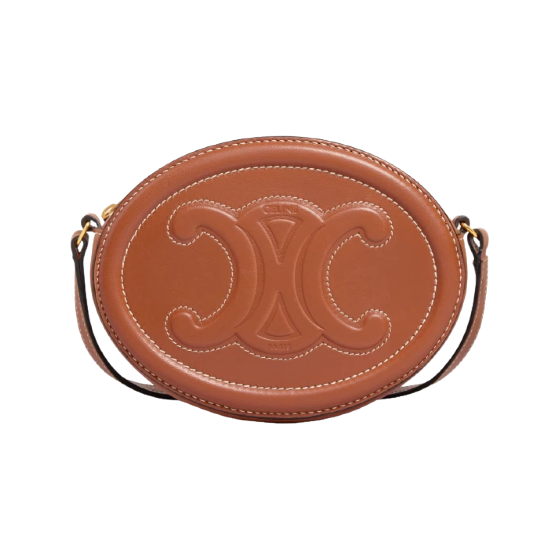10I703DPQ-04LU Celine Crossbody Oval Purse Cuir Triomphe in Smooth Calfskin Tan