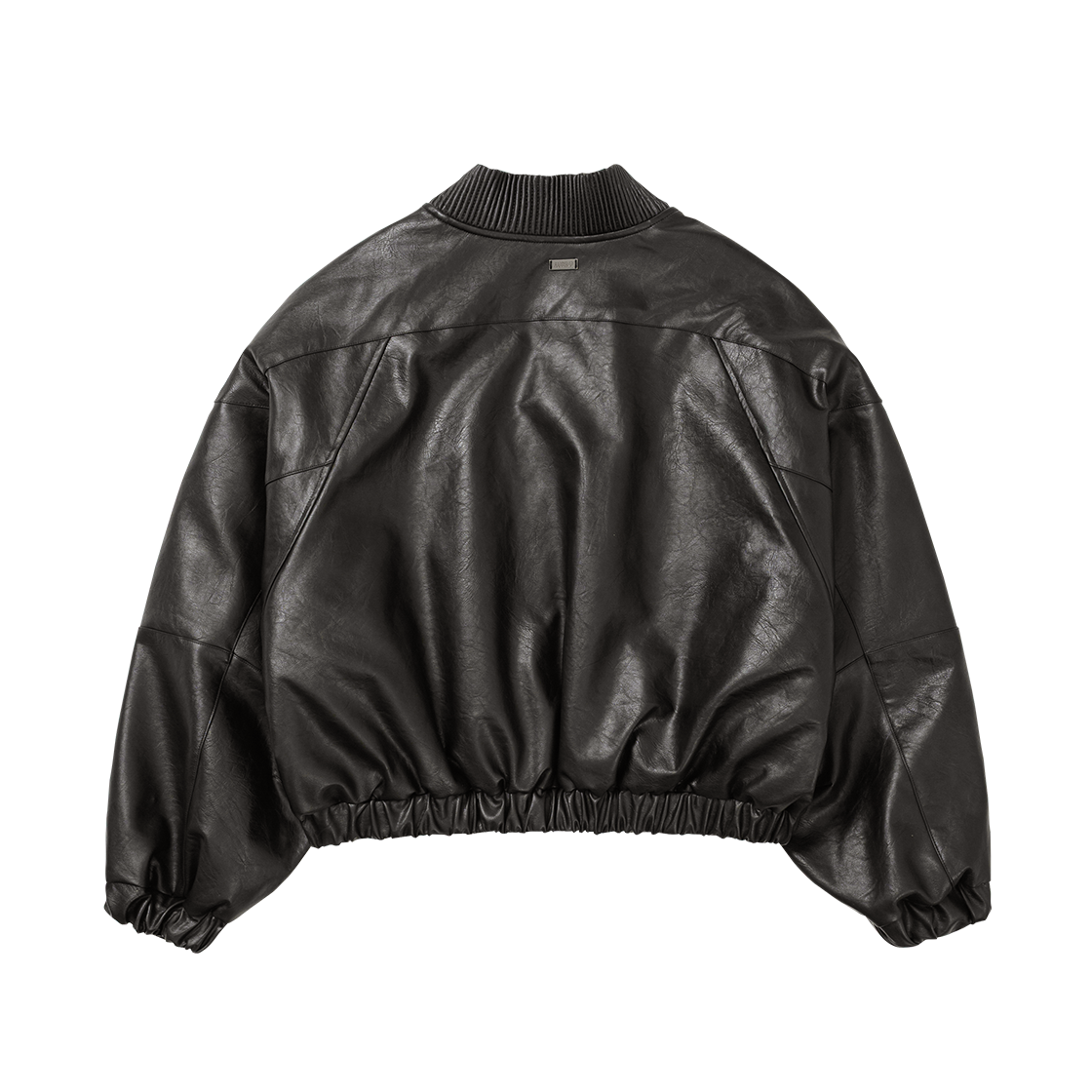 아조바이아조 포우 레더 리브드 칼라 블루종 다크 브라운(AJOBYAJO Faux Leather Ribbed Collar Blouson Dark Brown) - 2