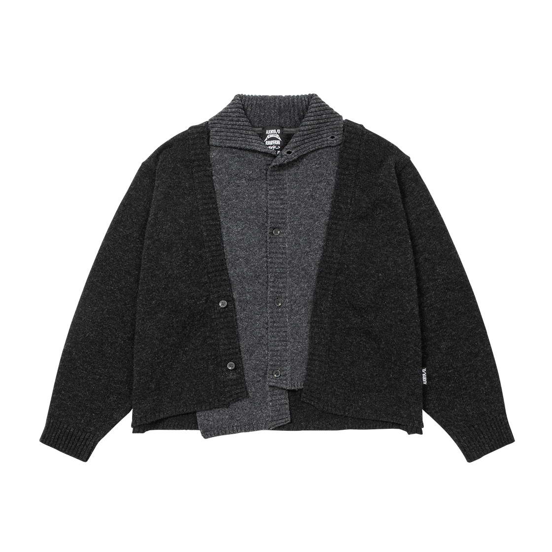 아조바이아조 더블 레이어드 터틀넥 가디건 차콜(AJOBYAJO Double Layered Turtleneck Cardigan Charcoal)