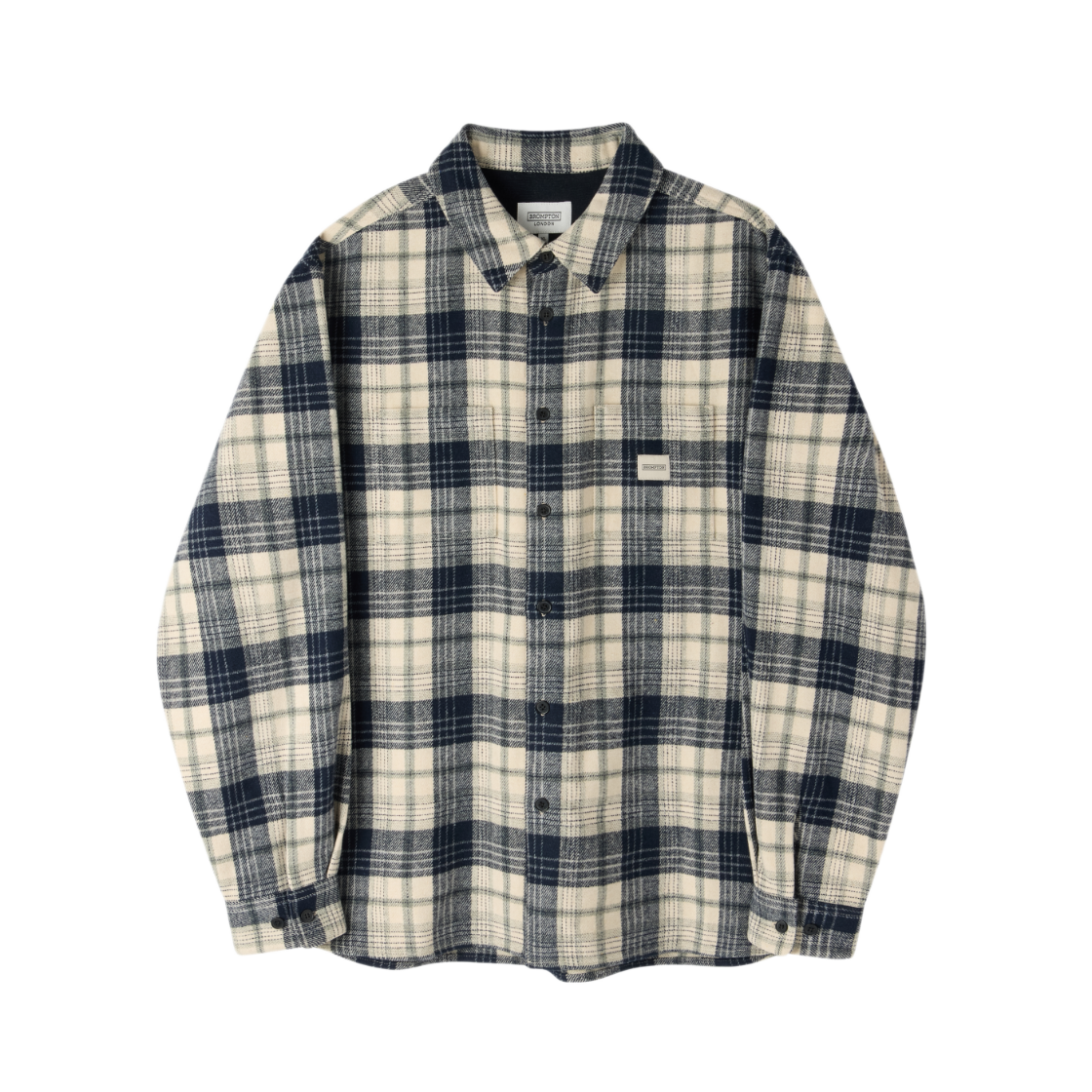 P264USH432065 BROMPTON LONDON Flannel Big Check Shirt Navy