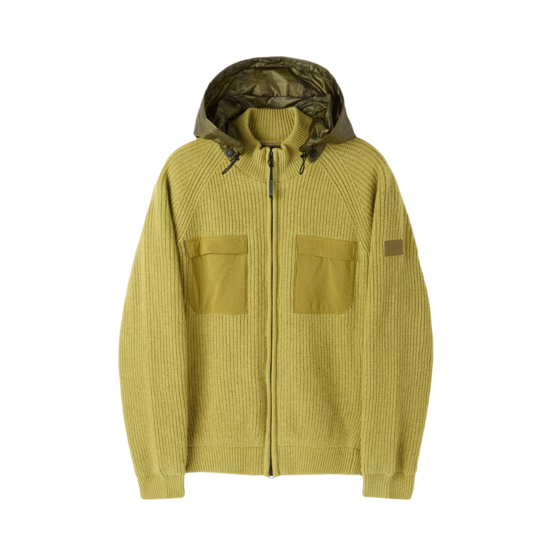 P264MCD131053 BROMPTON LONDON Detachable Hood Hybrid Cardigan Lime