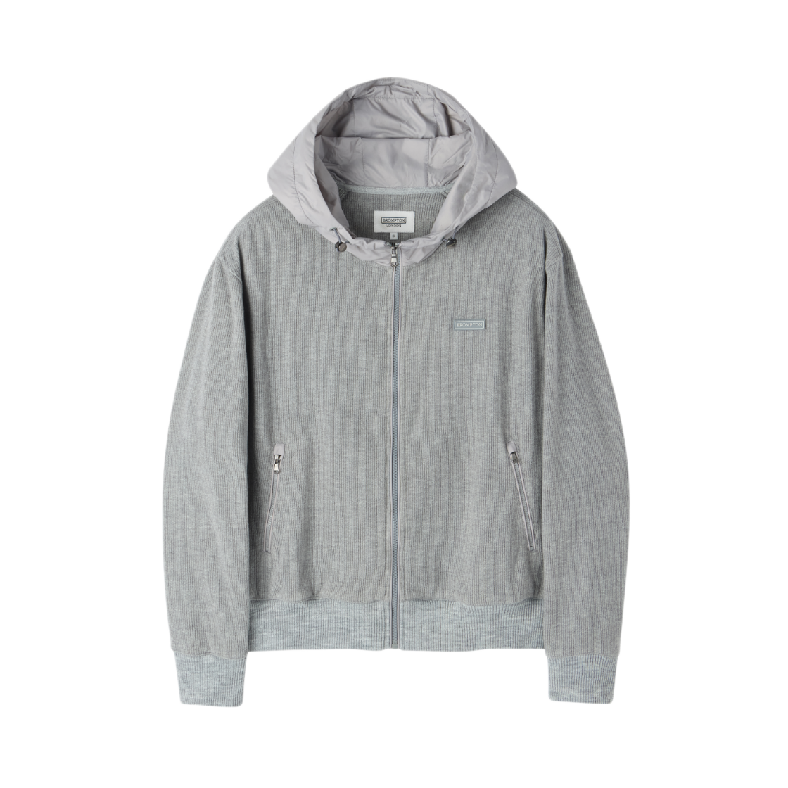P263WFT165093 BROMPTON LONDON W Corduroy Hooded Zip-Up M/Grey
