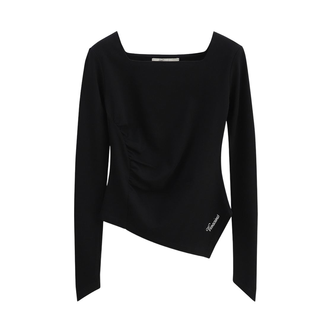 VV53TS10BK VIVACIOUS Arielle Shirring Long Sleeve BLACK