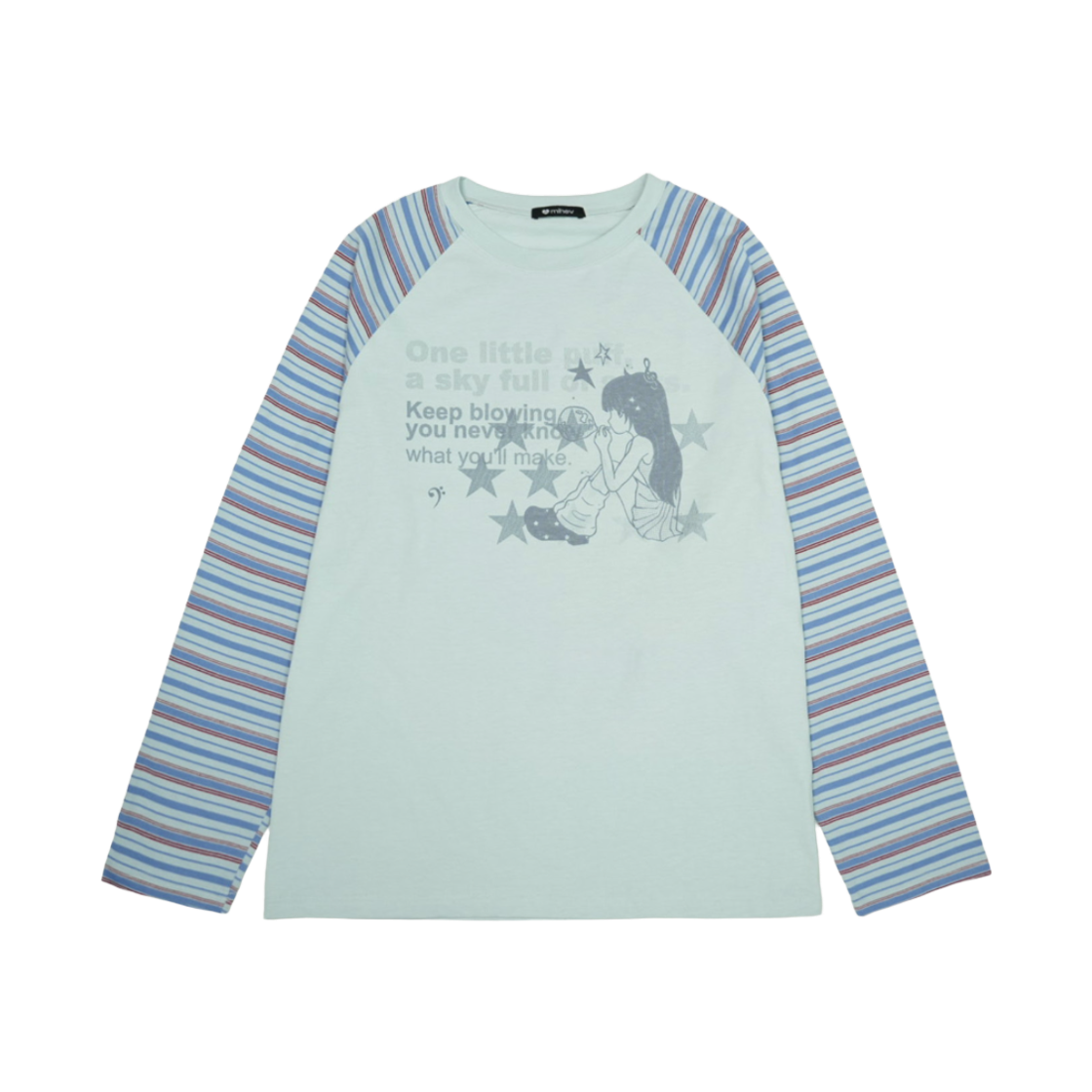 2FCT001PB MIYU Stripe Raglan Oversized Long Sleeve Powder Blue
