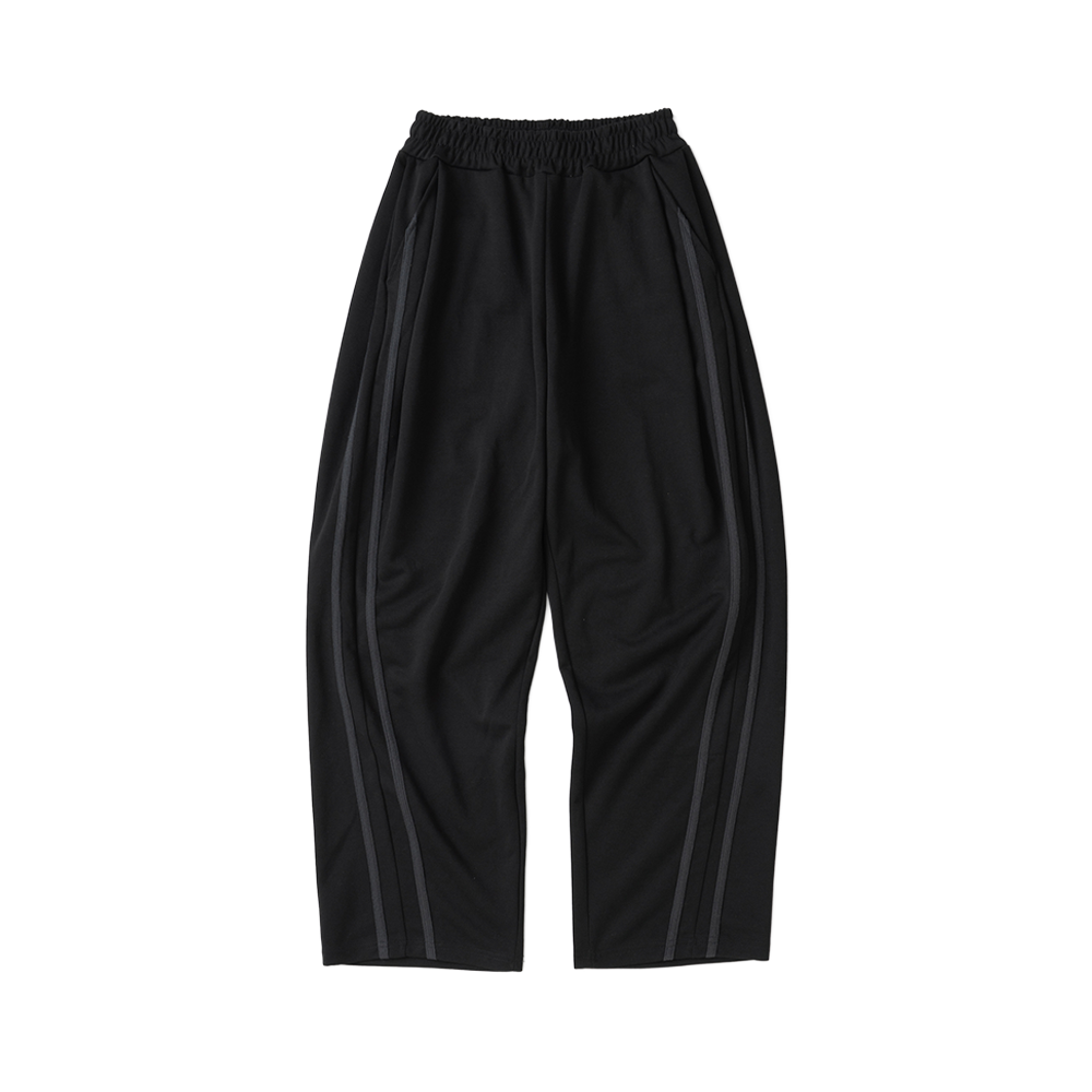 니티드 커브드 라인 트레이닝 팬츠 블랙(Knitted Curved Line Training Pants Black)