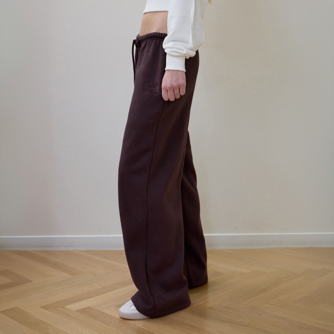 로제프란츠 로즈 자수 와이드 스웨트팬츠 [브라운](Rosefrantz Rose Embroidery Wide Sweatpants [Brown]) - 5