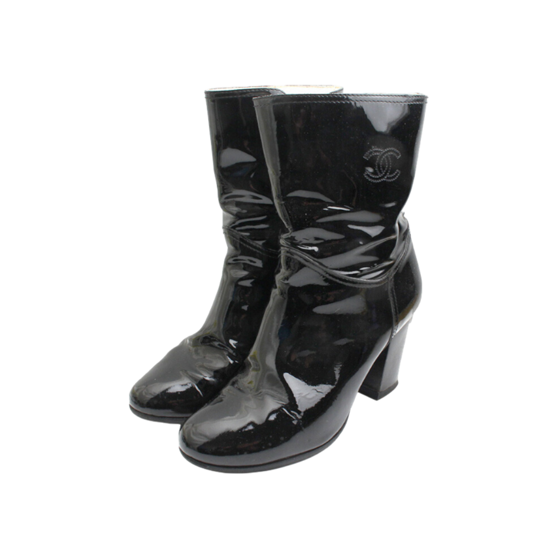 IT55V29UEMDB Chanel Black Patent Mid Boots