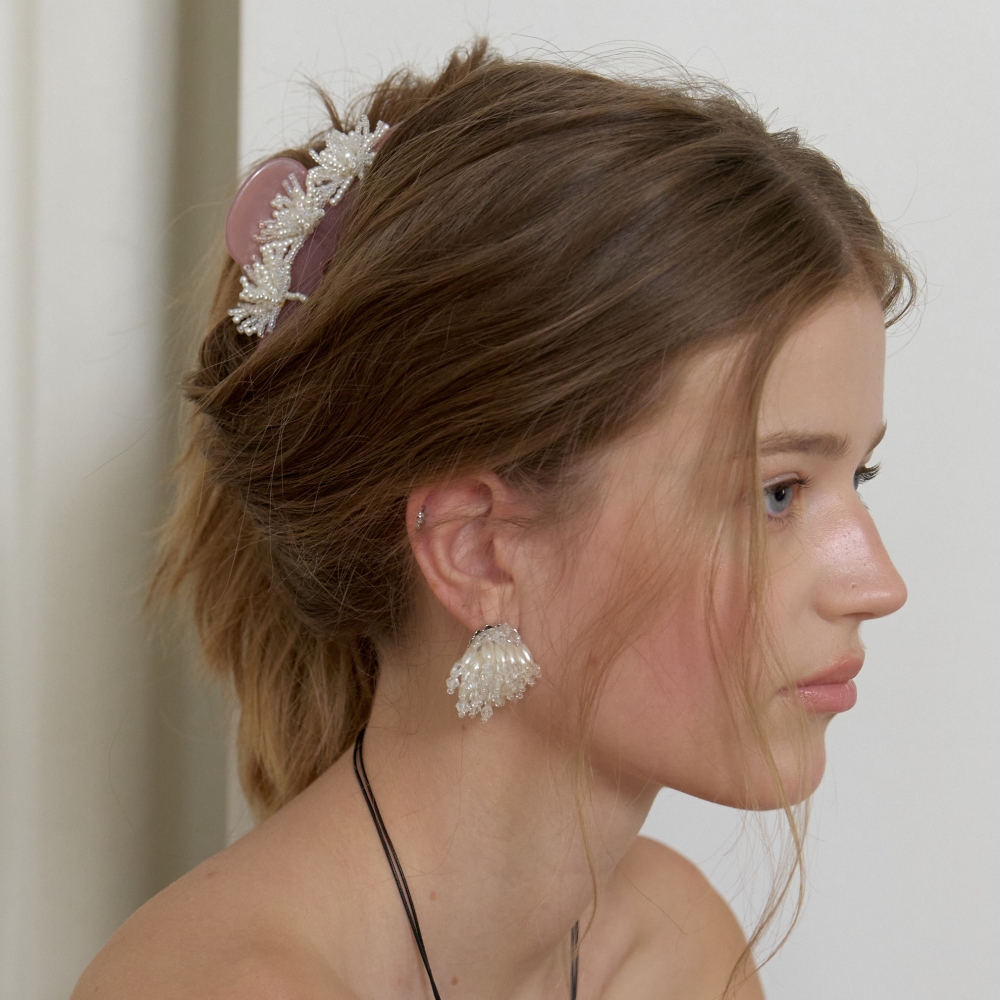 러브미몬스터 샤이닝 비즈 헤어 집게핀 더스티핑크(lovememonster Shining Beads Hair Clip DUSTY PINK) - 4