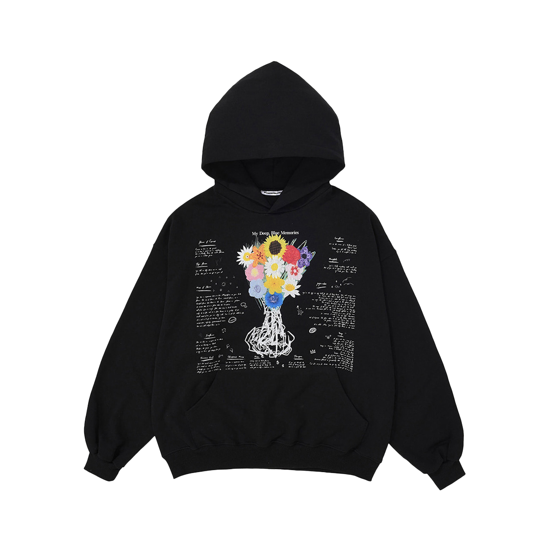 마이딥블루메모리즈 트웰브 플라워 후드 티셔츠 블랙(MydeepblueMemories MM Twelve Flower Hoodie Black) - 1