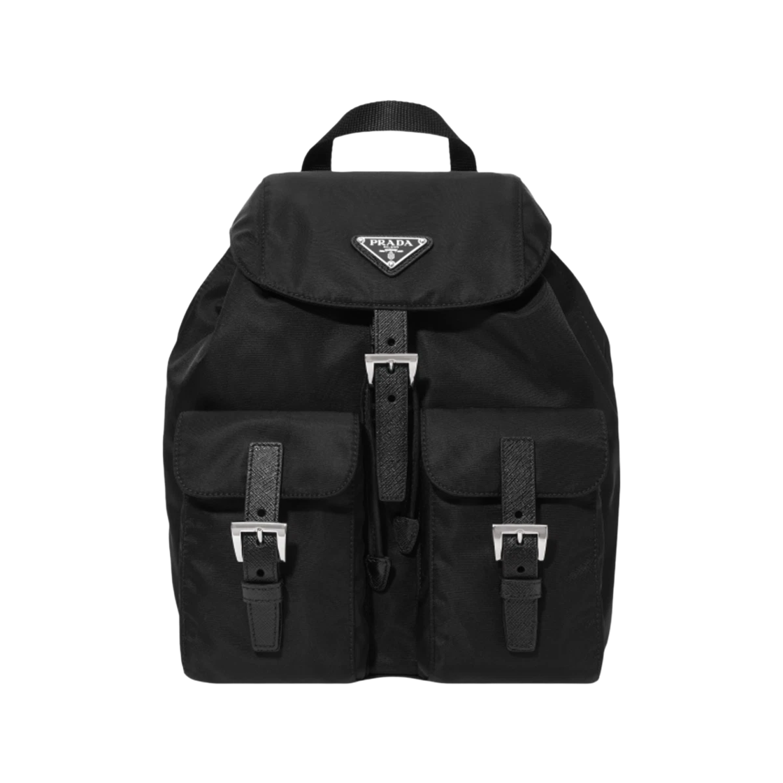 ITIHMD9V6J9T Prada Triangle Logo Medium Nylon Backpack Black