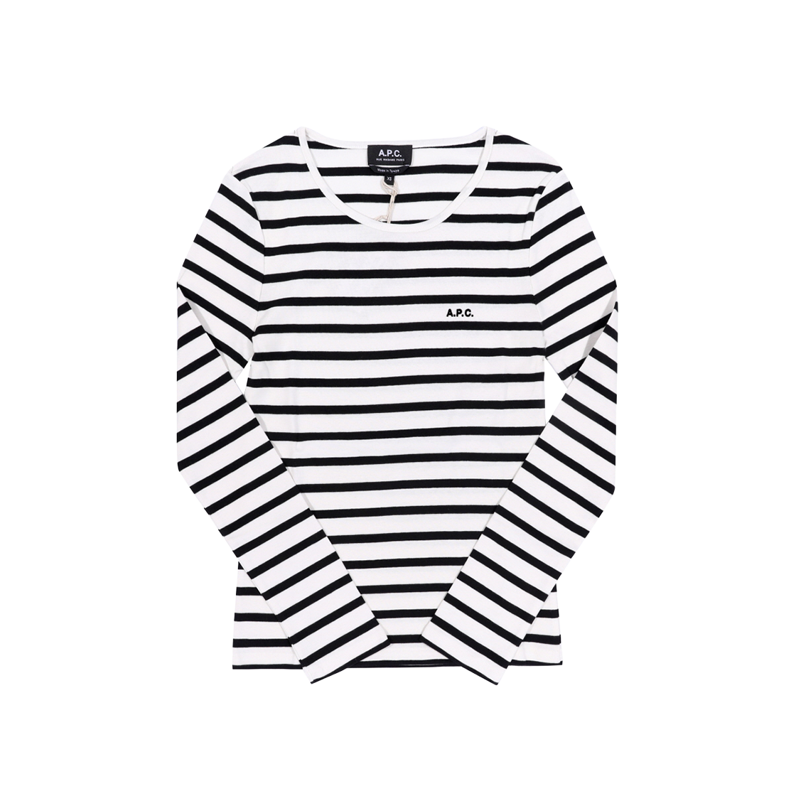 COHCA F26373 TAT ECRU/BLACK [25% 쿠폰] (W) A.P.C. Logo Embroidered Stripe T-Shirt Ecru Black
