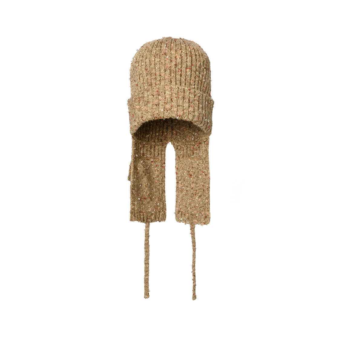 AJ264HT004BE AJOBYAJO Speckled Knit Trooper Hat Beige