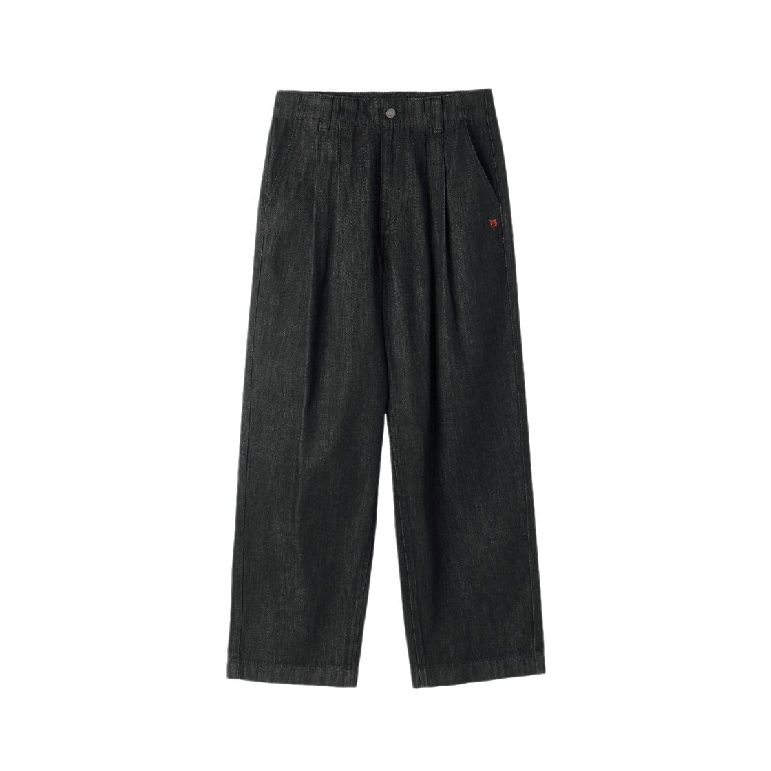 P263WDP461099 BROMPTON LONDON W Two Tuck Denim Trousers Black