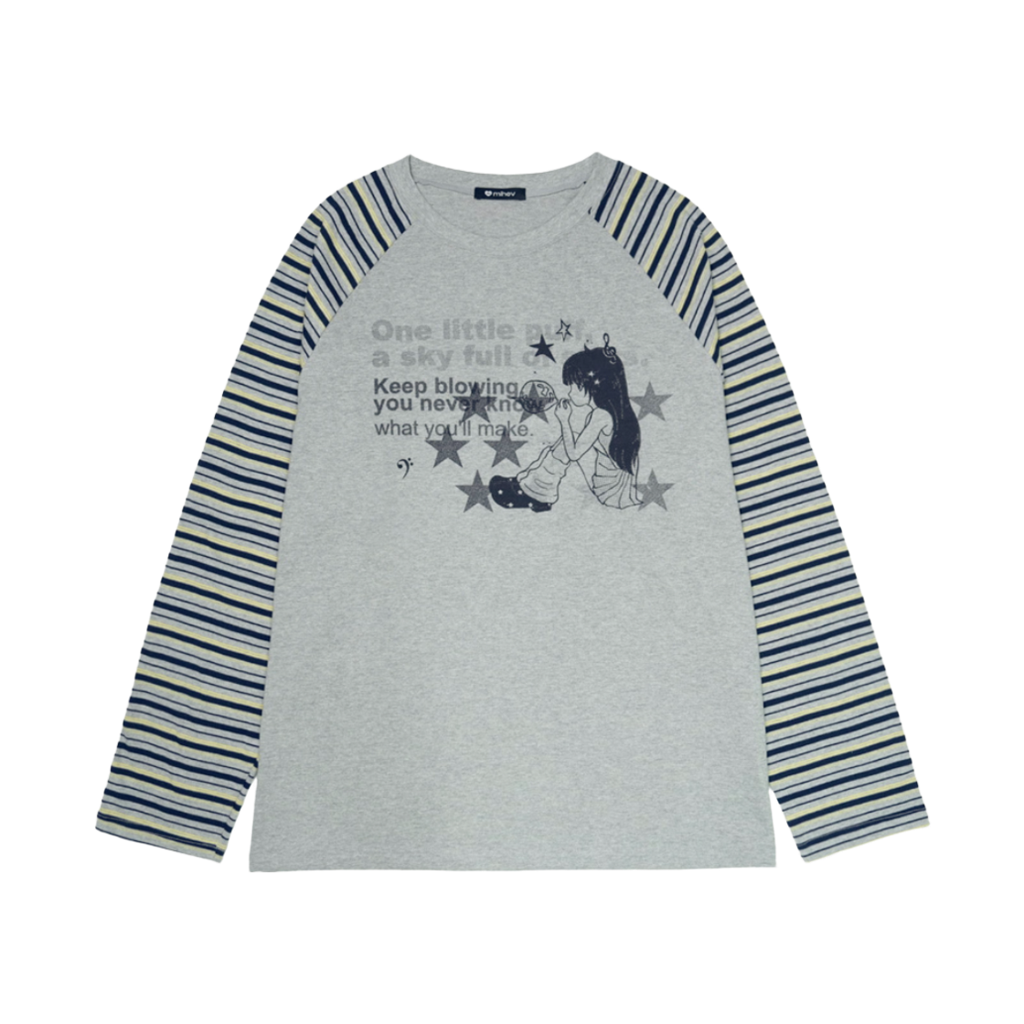 2FCT001ME MIYU Stripe Raglan Oversized Long Sleeve Melange